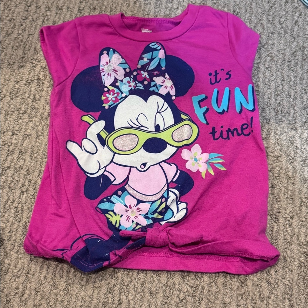 ☀️Disney Pink Minnie Mouse "It's Fun Time" Short Sleeve Tee